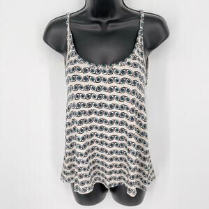 Lauren Moshi NEW Zena Deep Back Spaghetti Tank Top Allover Evil Eye Size XS Tan
